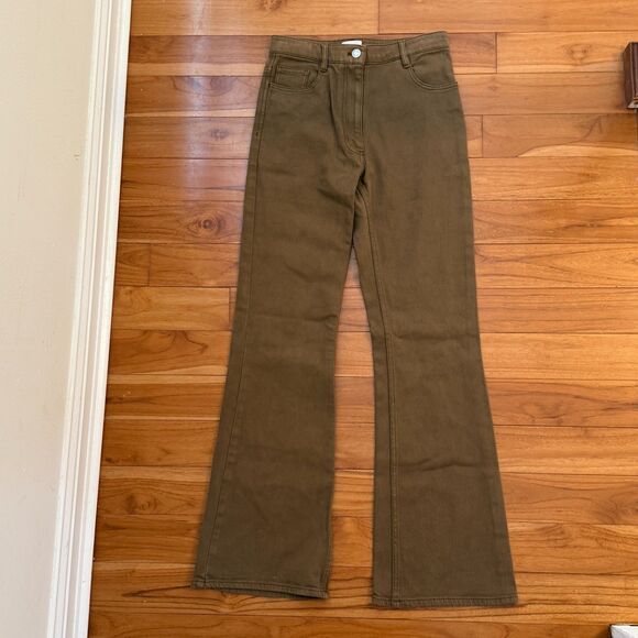 Women Aritzia Wilfred Free Twostep Flare Pant Gd Rustical Brown Green Size 4 - Picture 2 of 9